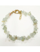Bracelet Aigue Marine Baroque avec Fermoir Doré