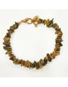 Bracelet Œil de Tigre Baroque avec Fermoir Doré