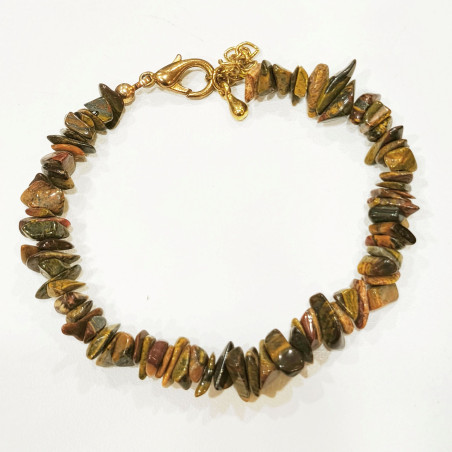 Bracelet Œil de Tigre Baroque avec Fermoir Doré