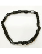 Bracelet Tourmaline Noire Cylindres Striés