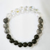 Bracelet Onyx Aqua Aura Jaspe Serpent Pierres Rondes 8mm