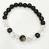 Bracelet Onyx Cristal de Roche et Onyx Mat Pierres rondes 8mm