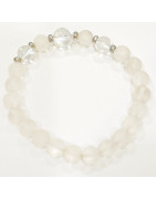 Bracelet Cristal de Roche Mat et Cristal de Roche Pierres Rondes 8mm
