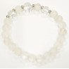 Bracelet Cristal de Roche Mat et Cristal de Roche Pierres Rondes 8mm