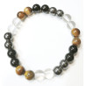 Bracelet Œil de Tigre Cristal de Roche Hématite Onyx Pierres Rondes 8mm