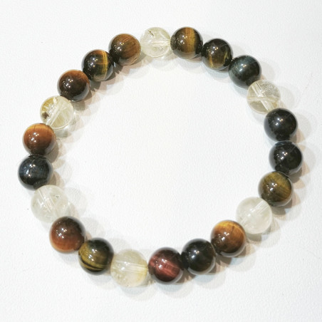 Bracelet 3 Yeux Citrine Pierres Rondes 8mm