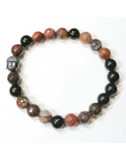 Bracelet Jaspe Bréchique Facetté Tourmaline Noire Tête de Bouddha Pierres Rondes 8mm