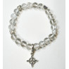 Bracelet Cristal de Roche avec Inserts et Breloque Nœud de Sorcière Pierres Rondes 8mm