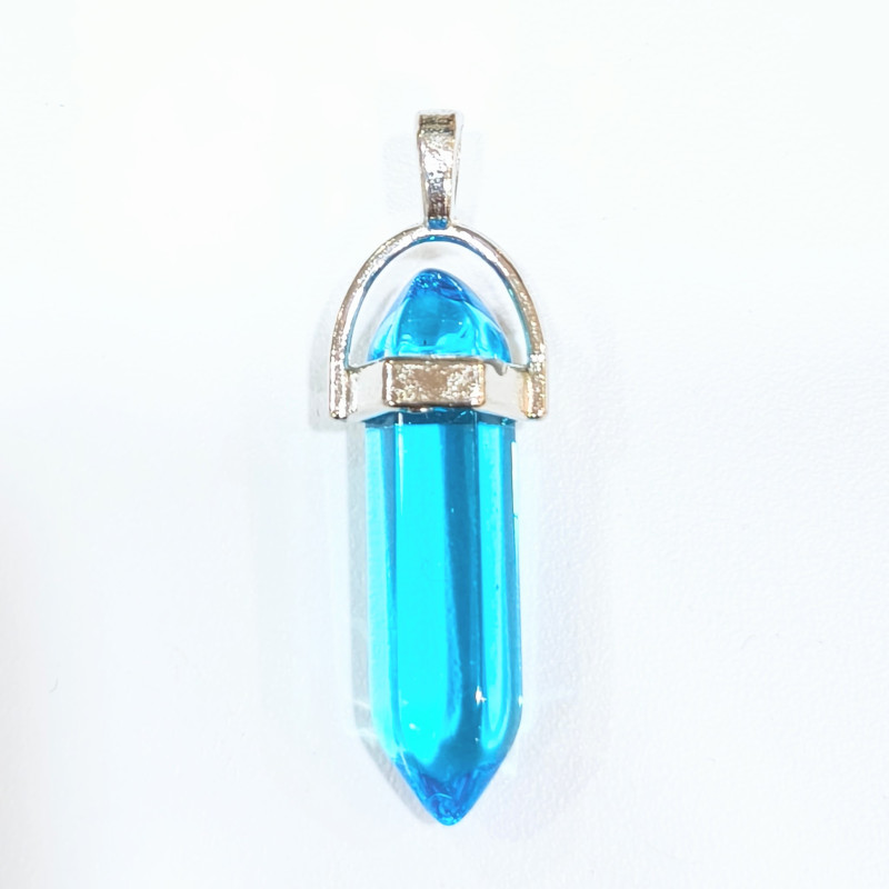 Pendentif Verre de Murano Pointe Bleu Clair Transparent