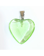 Pendentif Verre de Murano Cœur Vert Clair Transparent