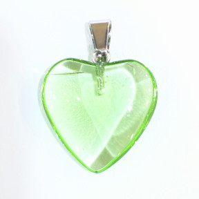 Pendentif Verre de Murano Cœur Vert Clair Transparent