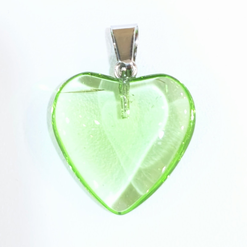Pendentif Verre de Murano Cœur Vert Clair Transparent