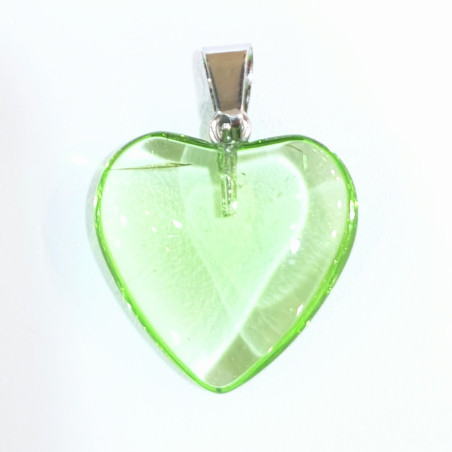 Pendentif Verre de Murano Cœur Vert Clair Transparent