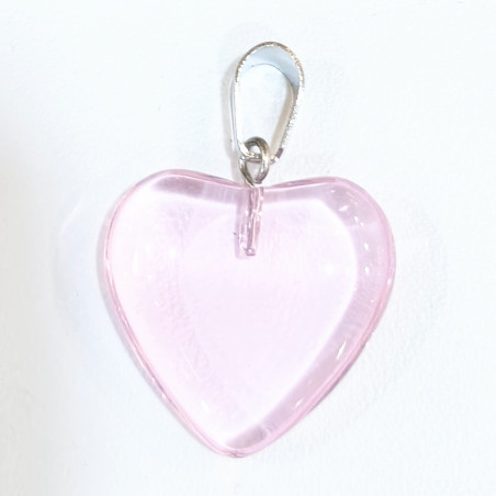 Pendentif Verre de Murano Cœur Rose Transparent