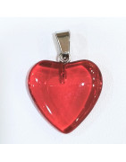 Pendentif Verre de Murano Cœur Rouge Transparent