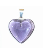 Pendentif Verre de Murano Cœur Violet Transparent