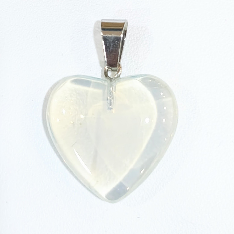 Pendentif Verre de Murano Cœur Opaline Transparent