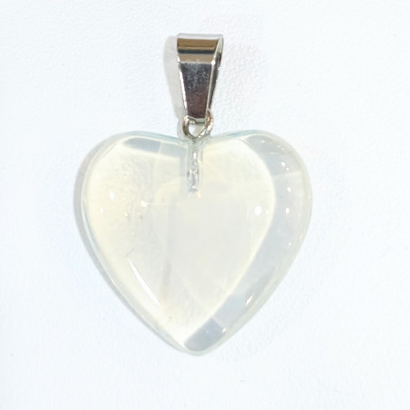 Pendentif Verre de Murano Cœur Opaline Transparent