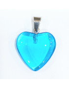 Pendentif Verre de Murano Cœur Bleu Clair Transparent