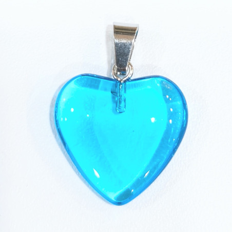 Pendentif Verre de Murano Cœur Bleu Clair Transparent