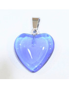 Pendentif Verre de Murano Cœur Bleu Foncé Transparent