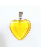 Pendentif Verre de Murano Cœur Jaune Transparent