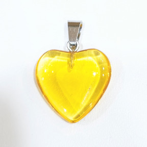 Pendentif Verre de Murano Cœur Jaune Transparent