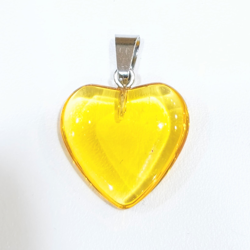 Pendentif Verre de Murano Cœur Jaune Transparent