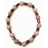 Bracelet Rhodochrosite Pierres Rondes 8mm et Tourmaline Cylindrique Striée