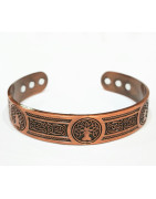 Bracelet Cuivre 6 aimants Arbre de Vie Triskèles Ouverture 7 cm Largeur 1.5 cm
