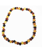 Bracelet Ambre Multicolore Petites Pierres Roulées