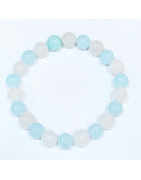 Bracelet Amazonite et Quartz Rose Pierres Rondes 8mm