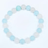 Bracelet Amazonite et Quartz Rose Pierres Rondes 8mm