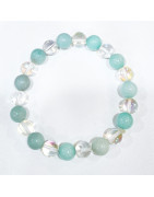 Bracelet Amazonite et Aqua Aura Pierres Rondes 8mm