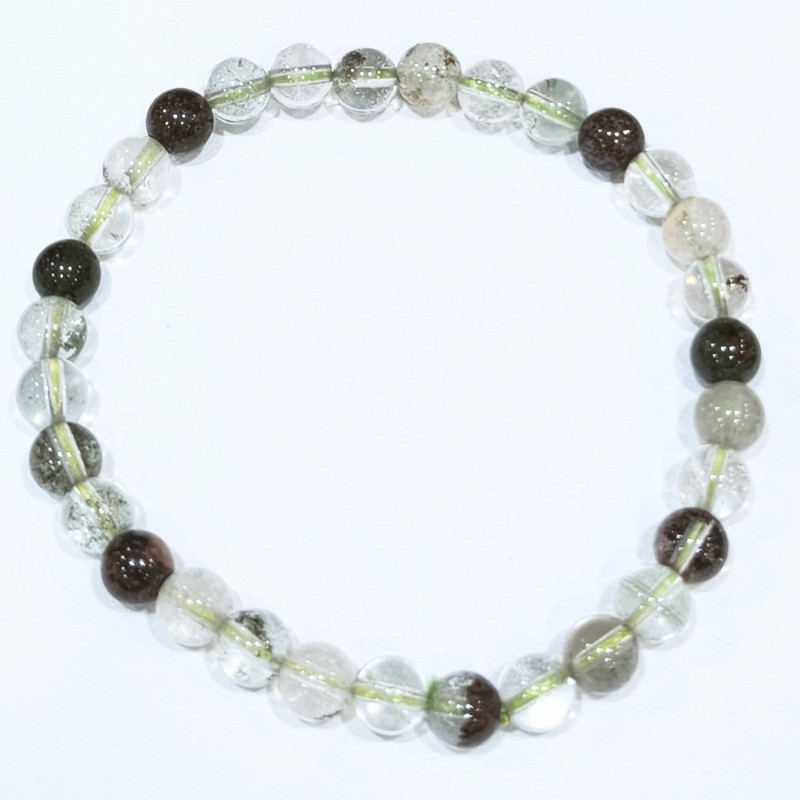 Bracelet Quartz Lodolite Pierres rondes 6mm (s)