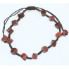 Bracelet Jaspe Rouge Cubes sur Cordon Réglable