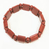 Bracelet Jaspe Rouge Plaques 14x12 mm Pierres Rondes 6mm