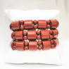 Bracelet Jaspe Rouge Plaques 14x12 mm Pierres Rondes 6mm