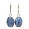 Boucles Cyanite Bleue Cabochon Ovale 1.5 cm Argent 925