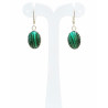Boucles Malachite Cabochon Ovale 1.5 cm Argent 925