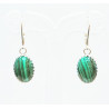 Boucles Malachite Cabochon Ovale 1.5 cm Argent 925