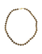 Collier Quartz Fumé 47 Pierres Rondes 8mm Fermoir Doré 47 cm