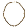 Collier Quartz Fumé 47 Pierres Rondes 8mm Fermoir Doré 47 cm