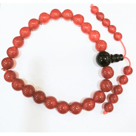 Bracelet Cornaline Onyx Type Mala Pierres Rondes 8 et 6 mm