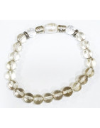 Bracelet Quartz Fumé et Perle avec Inserts Pierres Rondes 8mm