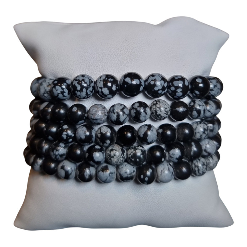 Bracelet Obsidienne Neige Pierre Rondes