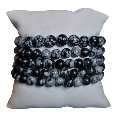 Bracelet Obsidienne Neige Pierre Rondes