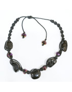 Bracelet Sugilite Pierres Roulées et Swarovski Cordon Réglable