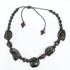 Bracelet Sugilite Pierres Roulées et Swarovski Cordon Réglable