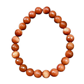 Bracelet Pierre de Soleil Reconstituée Facettée Pierres Rondes 8mm